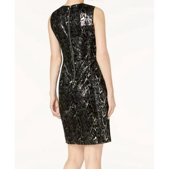 Calvin Klein Velvet Sequin Snake Print Sheath Cocktail Dress 2 NWT $159 - Picture 2 of 9